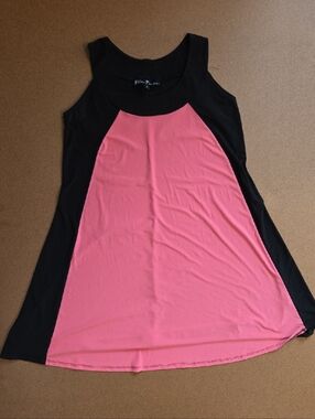 Colorblock Tank Dress - Black & Pink